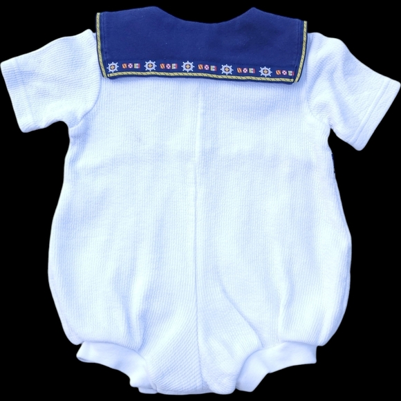 Vintage Beyond Basics Kids Romper White Sailor Baby Boys 6-9 Months - Picture 2 of 3
